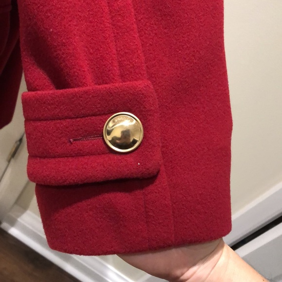 Anna | EUC Red Australian Virgin Lambswool Pea Coat - Picture 7 of 12